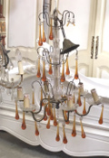 old french large amber glass chandelier